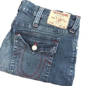 True Religion Ricky Relaxed Straight Jeans Blue Mens 44x33 (True Size: 40x33)